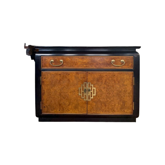 Black/Natural Burl Mid-Century Bar Server - view 3