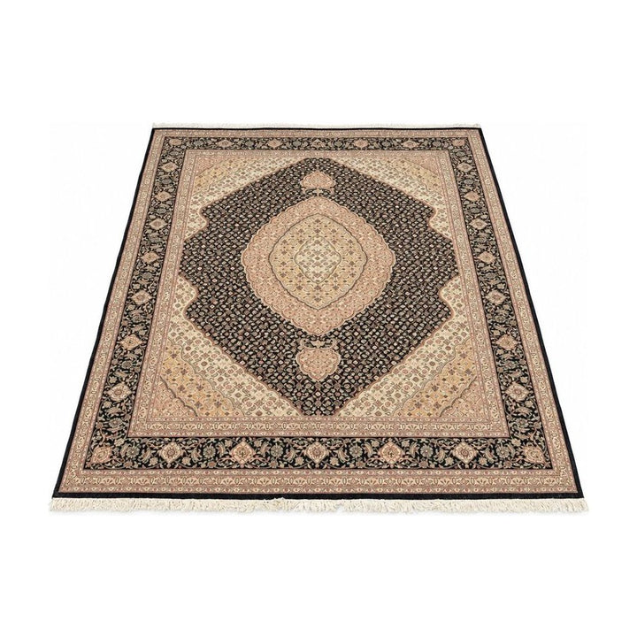 Black Sino-Persian wool and silk rug with a low, even field - Whats New Furniture Portland OR
