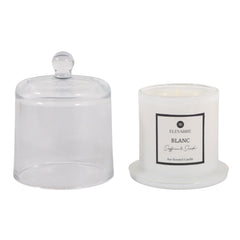 Blanc Saffron &amp; Suede Cloche Candle, 6 oz with the glass cloche lifted off - scented candle by Elevarre by Sagebrook Home - Whats New Furniture Portland OR