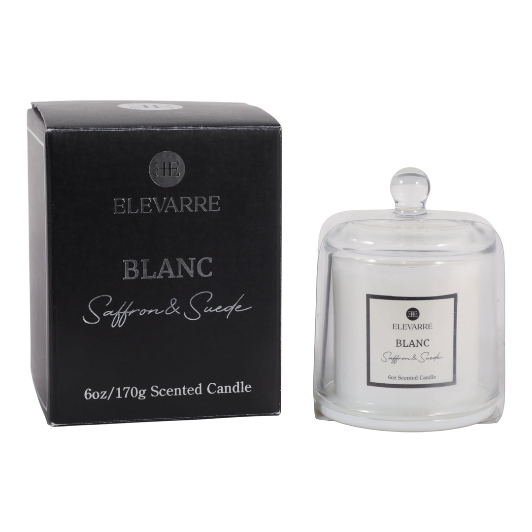 Blanc Saffron &amp; Suede Cloche Candle, 6 oz with its Elevarre gift box - scented candle by Elevarre by Sagebrook Home - Whats New Furniture Portland OR