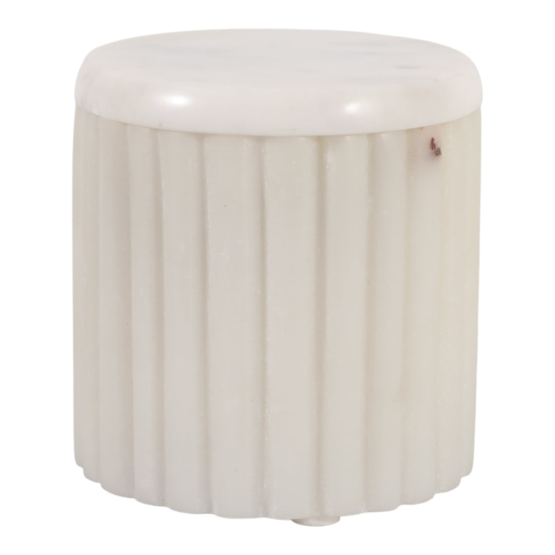 Blanc Saffron &amp; Suede Fluted Lidded Candle, 8 oz front view - scented candle by Elevarre by Sagebrook Home - Whats New Furniture Portland OR