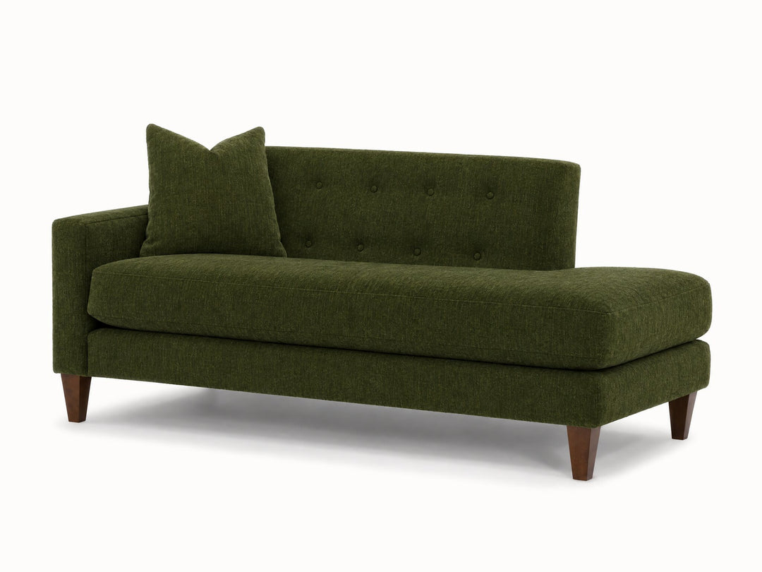 Blazer Chaise Lounge in Lush Spinach, left-hand facing - studio three-quarter view - Stanton - Whats New Furniture Portland OR