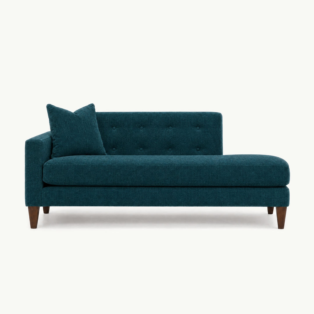 Blazer Chaise Lounge in Lush Turquoise, left-hand facing - studio front view - Stanton - Whats New Furniture Portland OR