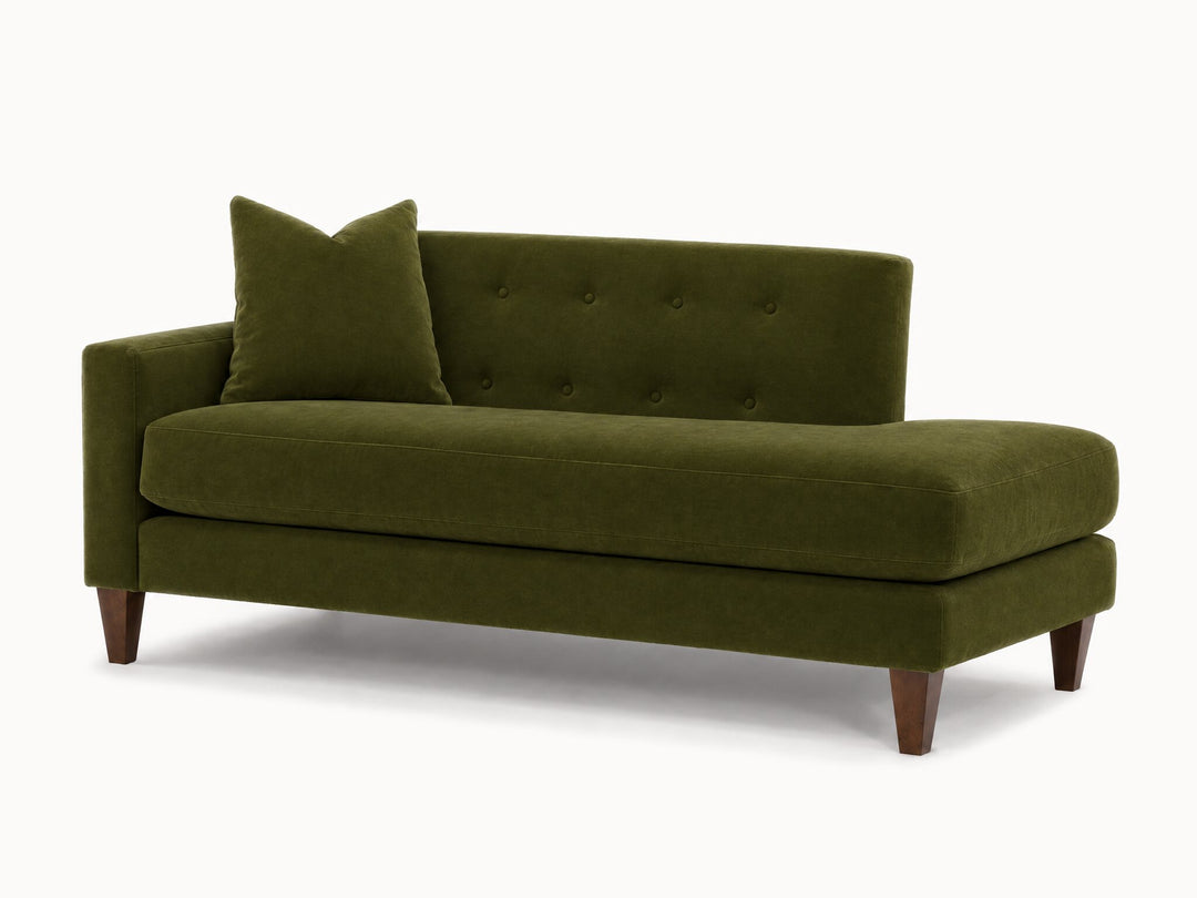 Blazer Chaise Lounge in Vintage Moss, left-hand facing - studio three-quarter view - Stanton - Whats New Furniture Portland OR
