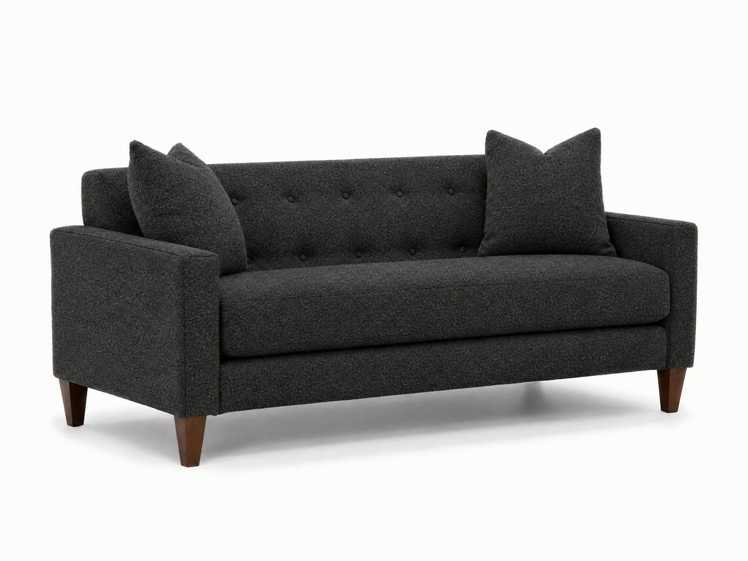 Blazer Loft Sofa in Dominator Charcoal - studio three-quarter view - Stanton - Whats New Furniture Portland OR