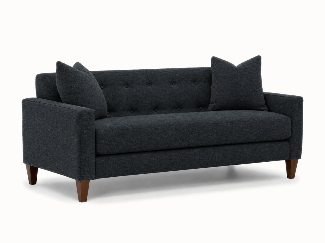Blazer Loft Sofa in Lilou Denim - studio three-quarter view - Stanton - Whats New Furniture Portland OR