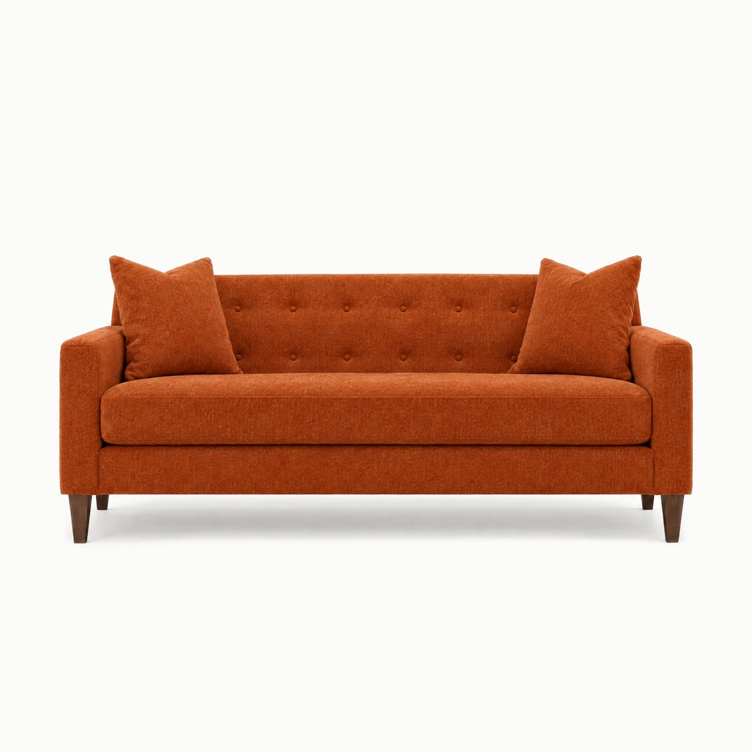 Blazer Loft Sofa in Lush Papaya - studio front view - Stanton - Whats New Furniture Portland OR