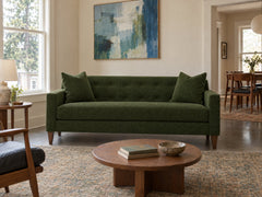Blazer Loft Sofa in Lush Spinach styled in a 1920s NE Portland Craftsman flat - Whats New Furniture Portland OR