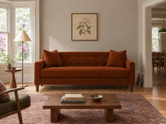 Blazer Loft Sofa in Marquis Rust styled in a Sellwood foursquare sitting room - Whats New Furniture Portland OR