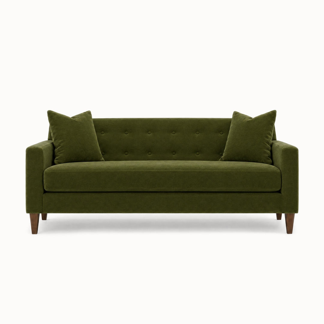 Blazer Loft Sofa in Vintage Moss - studio front view - Stanton - Whats New Furniture Portland OR