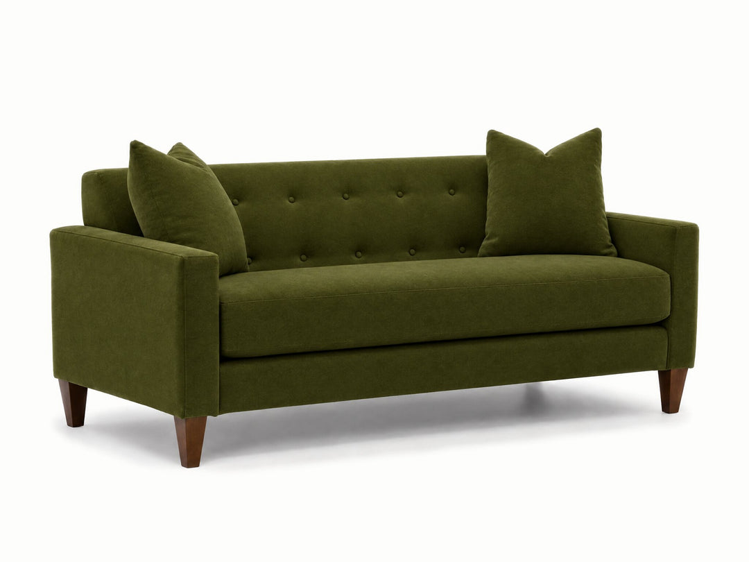 Blazer Loft Sofa in Vintage Moss - studio three-quarter view - Stanton - Whats New Furniture Portland OR
