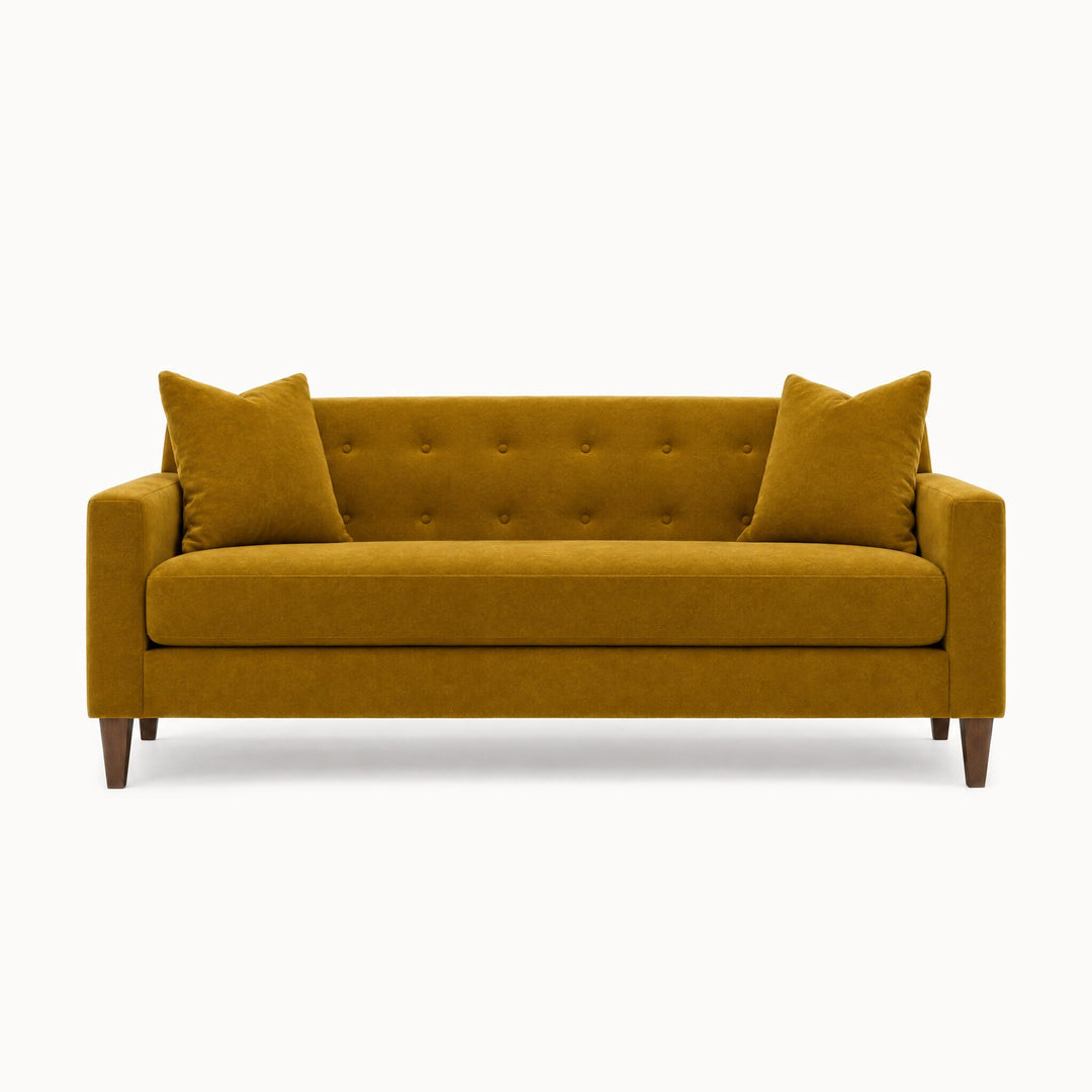 Blazer Loft Sofa in Vintage Saffron - studio front view - Stanton - Whats New Furniture Portland OR