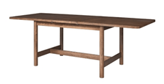 Bloomfield Butterfly Dining Table in Dark Walnut three-quarter front angle view - trestle-base extendable dining table by NPD - Whats New Furniture Portland OR
