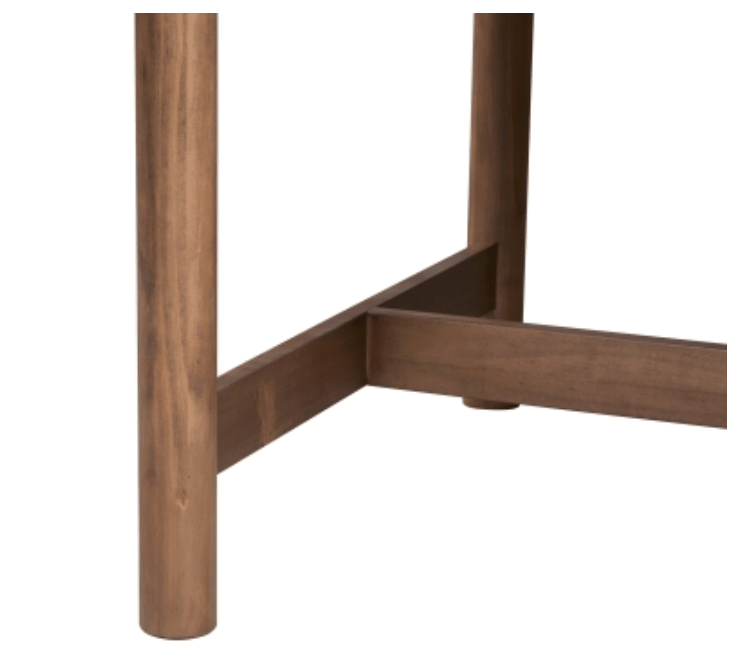 Bloomfield Butterfly Dining Table in Dark Walnut close-up detail of trestle-base joinery - dining table by NPD - Whats New Furniture Portland OR