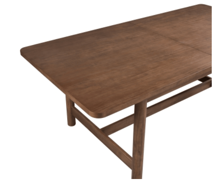 Bloomfield Butterfly Dining Table in Dark Walnut high-angle perspective with butterfly leaf extended - dining table by NPD - Whats New Furniture Portland OR