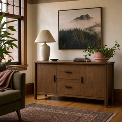 Bloomfield Sideboard in Dark Walnut styled in a Portland dining room - lifestyle - What&