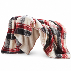 Bloomington Faux Mohair Throw in Red front view - throw blanket by Olliix - Whats New Furniture Portland OR