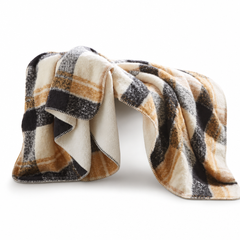 Bloomington Faux Mohair Throw in Tan front view - throw blanket by Olliix - Whats New Furniture Portland OR