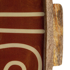 Enameled Mango Wood Tray with Handles &amp; Design
