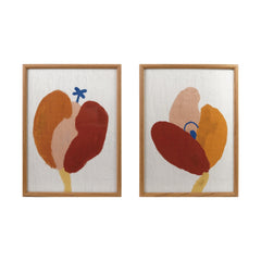 Framed Abstract Flower Wall Art, Rust &amp; Ochre, 2 Styles front view - wall art by Bloomingville - Whats New Furniture Portland OR