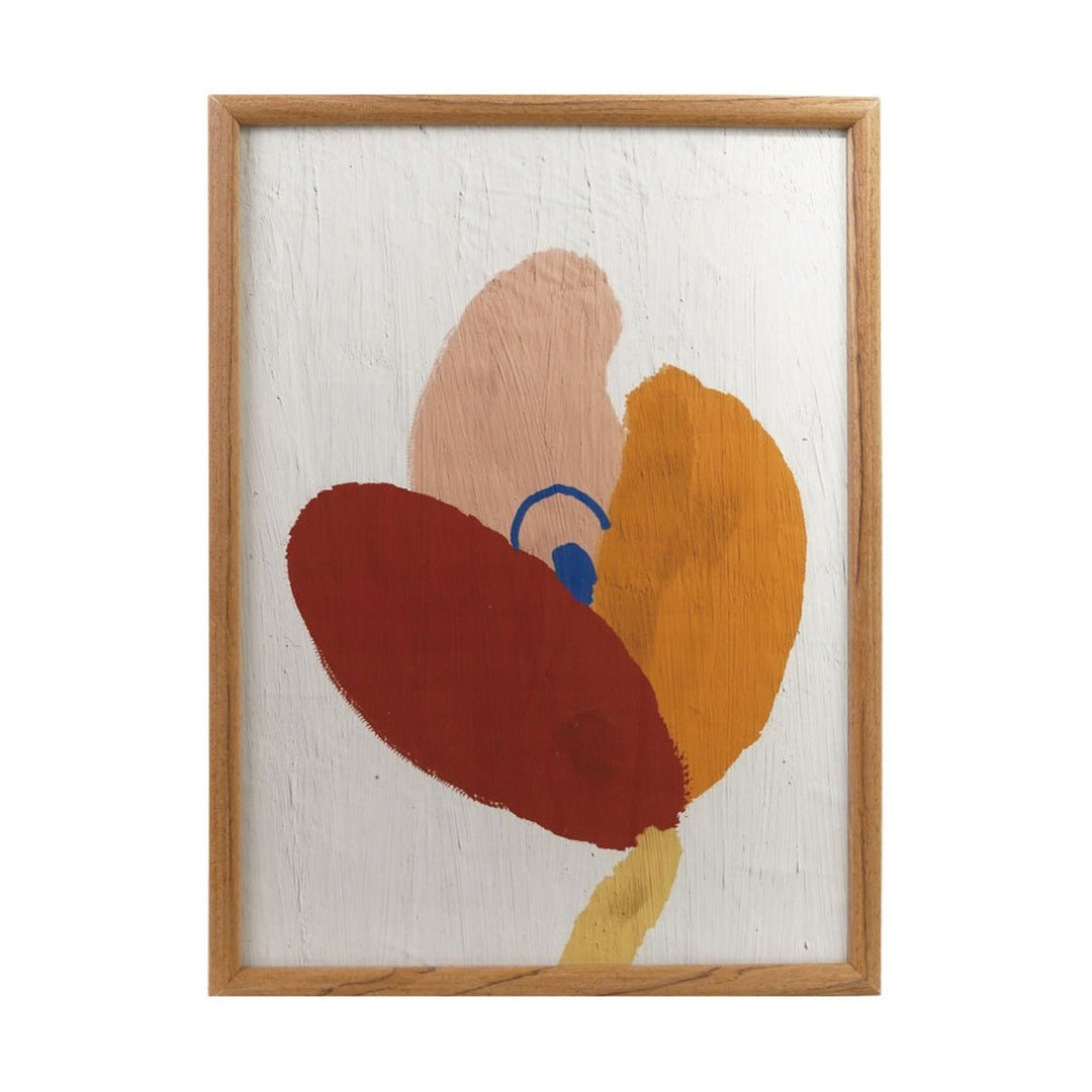 Framed Abstract Flower Wall Art, Rust &amp; Ochre, 2 Styles style 2 shown on its own - wall art by Bloomingville - Whats New Furniture Portland OR