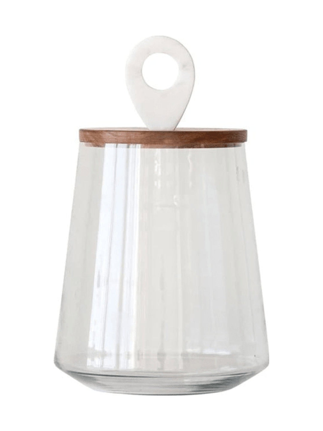 Glass Jar with Wood and Marble Lid - What's New Furniture - Portland, Oregon