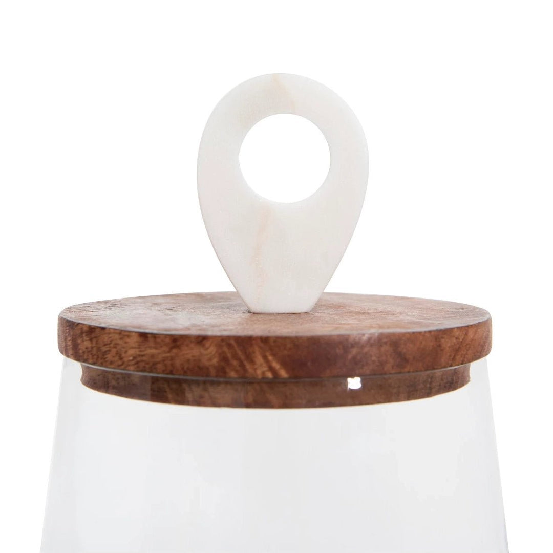 Glass Jar with Wood and Marble Lid - Whats New Furniture - Portland, Oregon