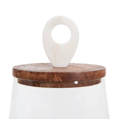 Glass Jar with Wood and Marble Lid - Whats New Furniture - Portland, Oregon