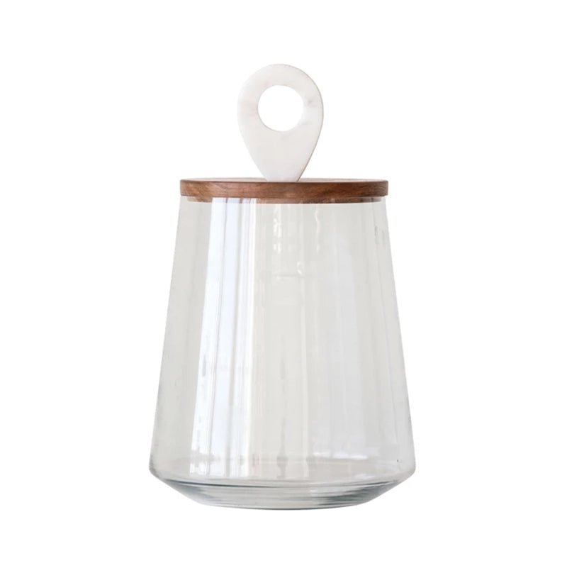 Glass Jar with Wood and Marble Lid - Whats New Furniture - Portland, Oregon