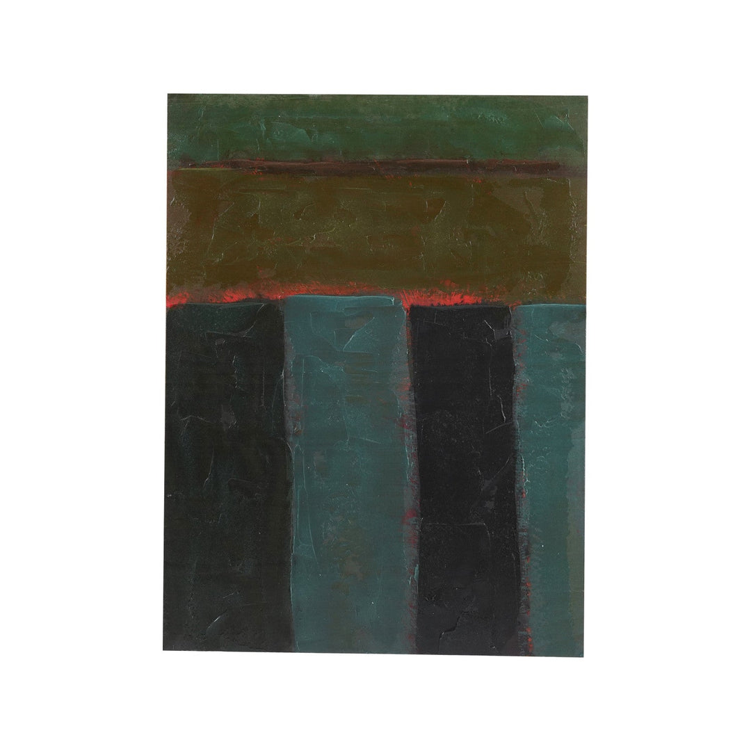 Hand-Painted Abstract Wall Art, Green &amp; Teal, 18" x 24" front view - wall art by Bloomingville - Whats New Furniture Portland OR