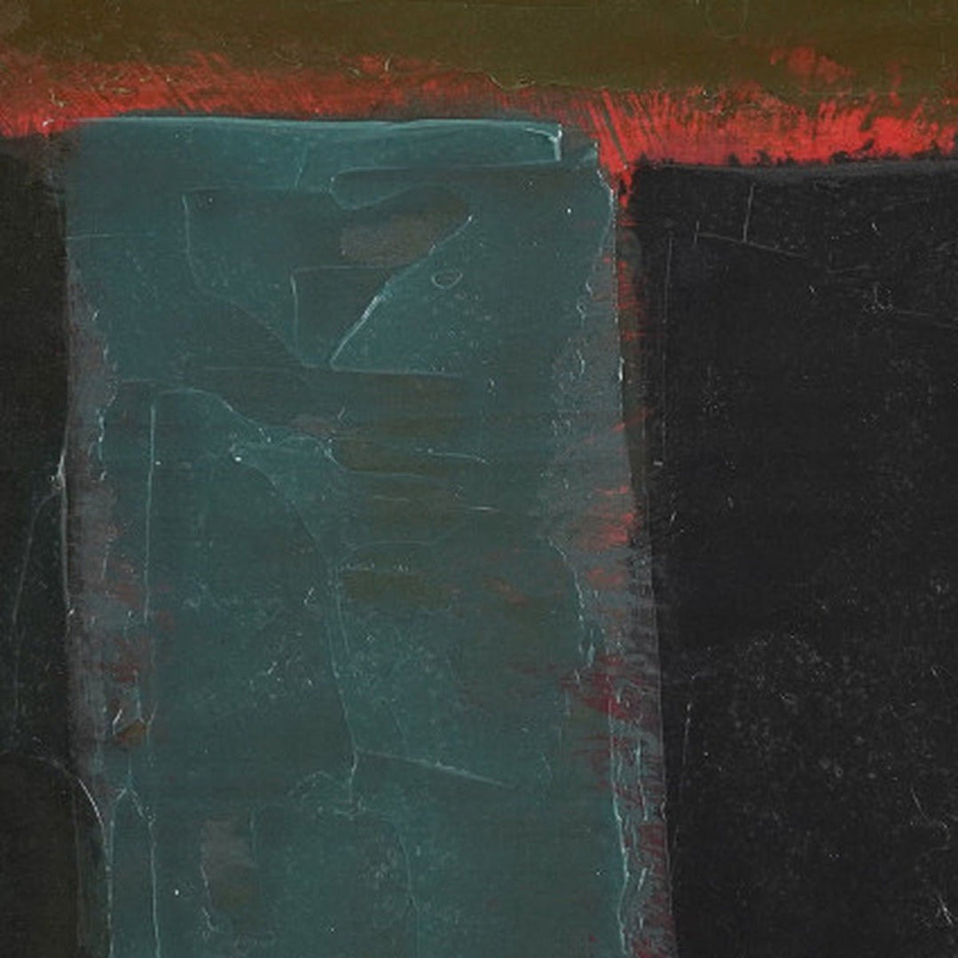 Hand-Painted Abstract Wall Art, Green &amp; Teal, 18" x 24" texture detail close up - wall art by Bloomingville - Whats New Furniture Portland OR