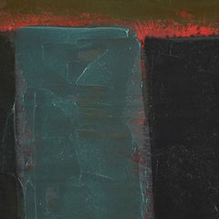 Hand-Painted Abstract Wall Art, Green &amp; Teal, 18" x 24" texture detail close up - wall art by Bloomingville - Whats New Furniture Portland OR