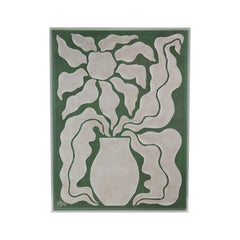 Hand-Painted Flower Canvas Wall Art in Acrylic Box Frame, 32" front view - wall art by Bloomingville - Whats New Furniture Portland OR