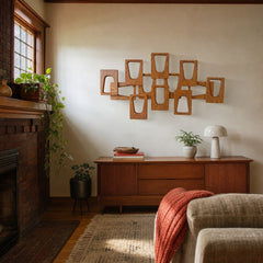 MDF Mid-Century Modern Wall Décor, Wood Finish, 44" styled in a second Portland room - Whats New Furniture