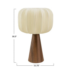 Dimension diagram of the metal table lamp with pleated shade showing 18.5 inch height and 11.75 inch shade - Whats New Furniture Portland