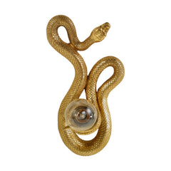 Top view of the coiled gold resin snake lamp showing scale texture and bulb socket - Bloomingville lamp - Whats New Furniture Portland