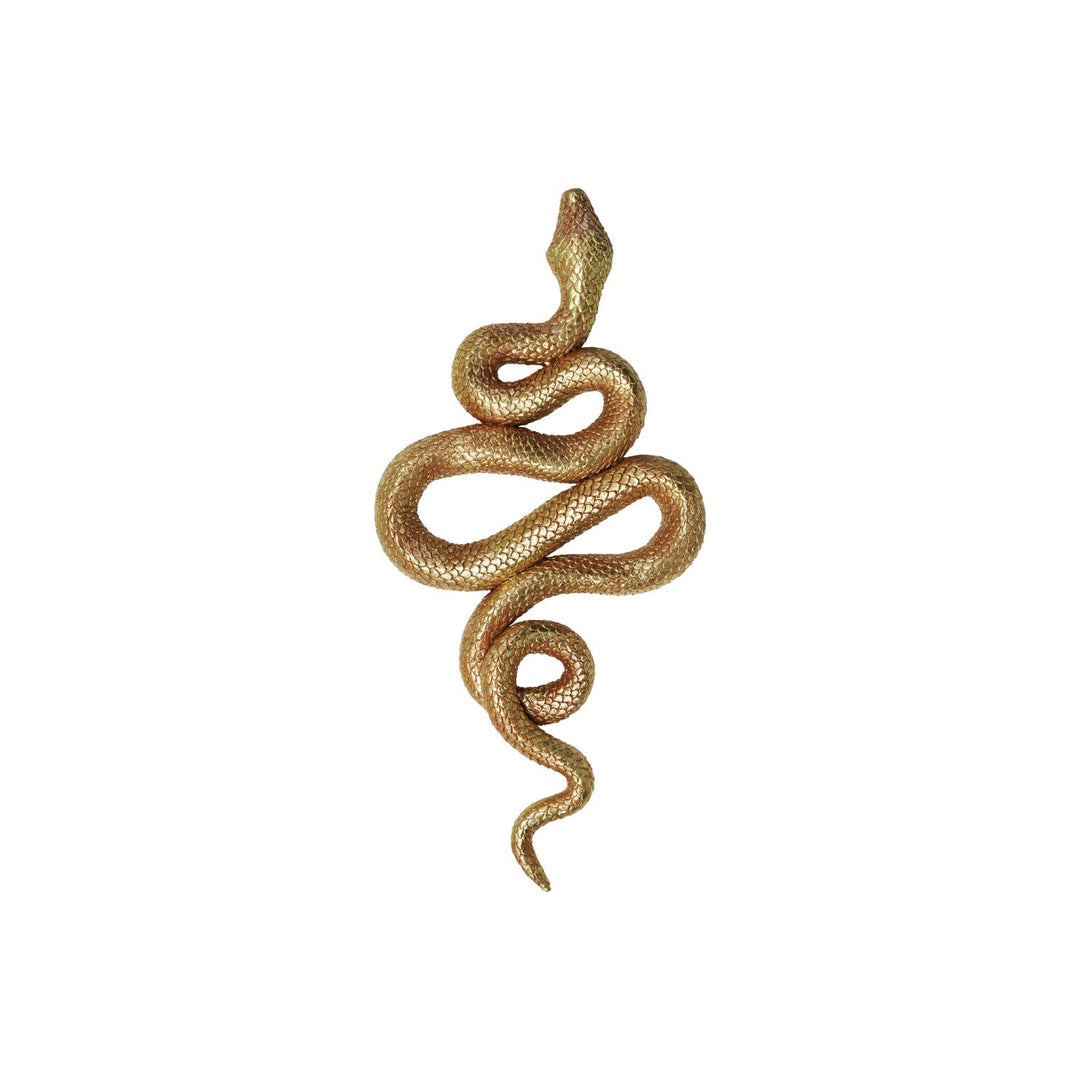 Resin Snake Wall Décor, Gold Finish front view - wall decor by Bloomingville - Whats New Furniture Portland OR