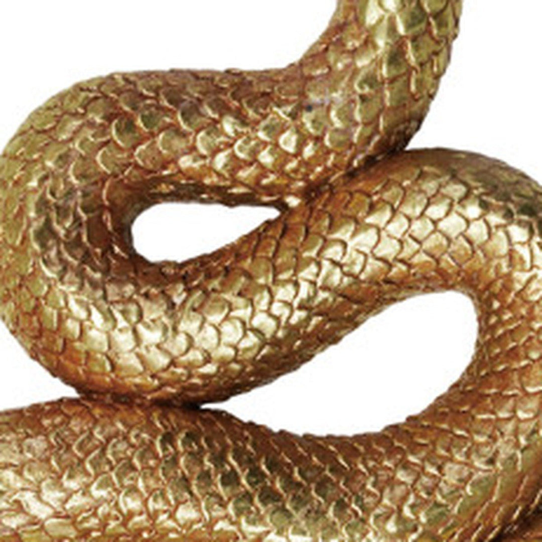 Resin Snake Wall Décor, Gold Finish texture detail close up - wall decor by Bloomingville - Whats New Furniture Portland OR