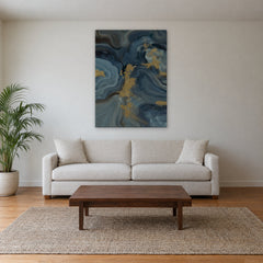 Blue Breeze I Canvas Wall Art, 48" x 60" styled in a Portland living room - Whats New Furniture