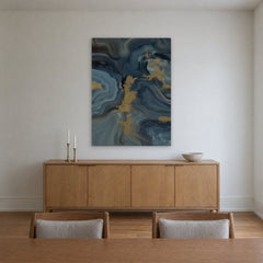 Blue Breeze I Canvas Wall Art, 48" x 60" styled in a Portland home - Whats New Furniture