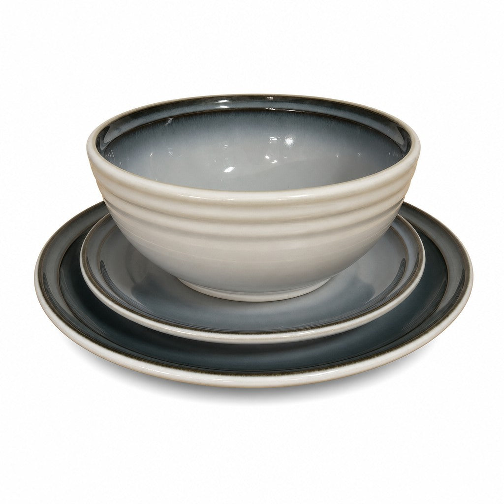 Blue and cream Noritake stoneware decor piece made in Japan with glazed finish