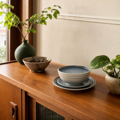 Blue and cream Noritake stoneware decor piece made in Japan with glazed finish - view 2