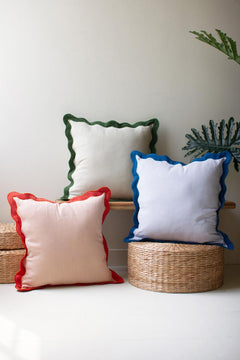 Blue Ruffle Cotton Pillow — What&
