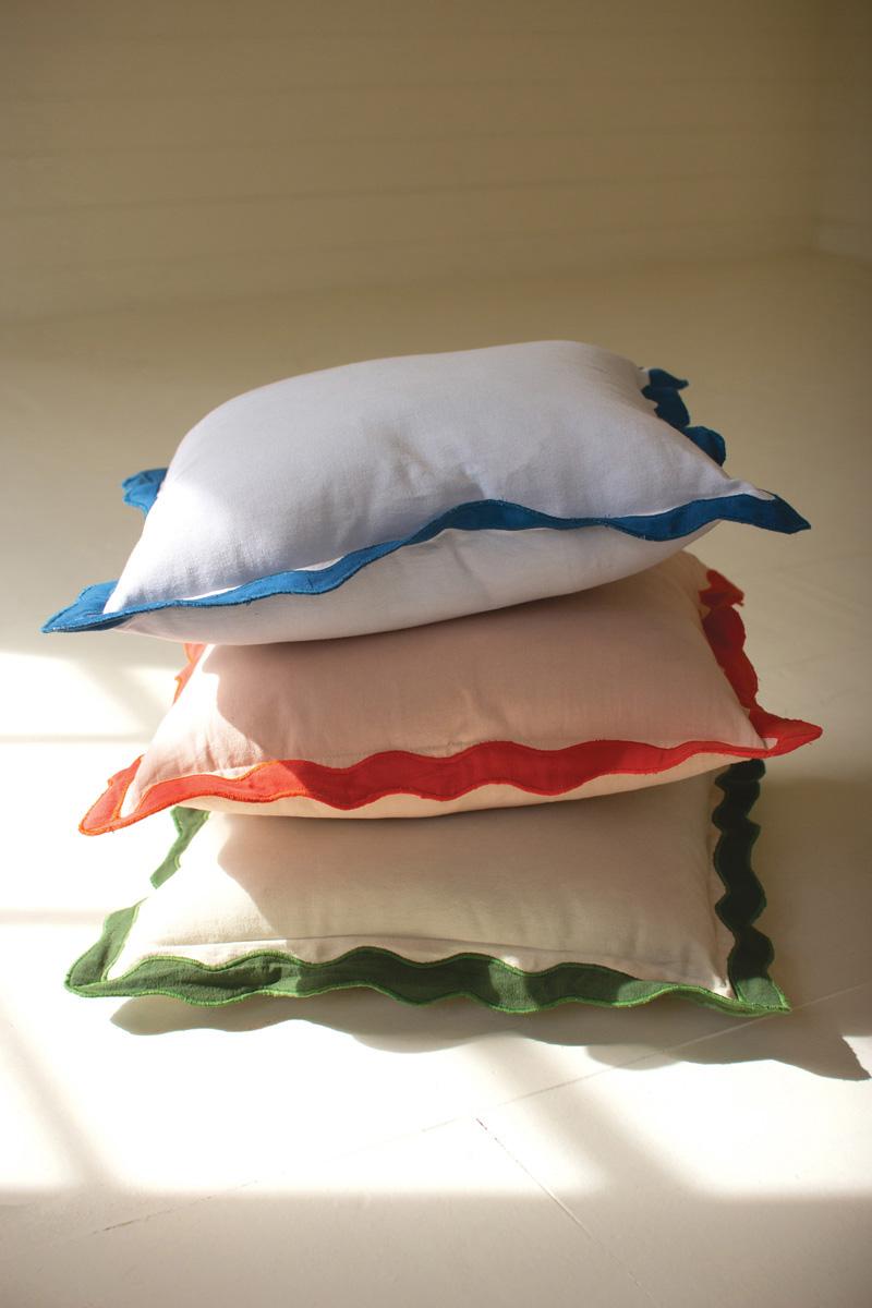Blue Ruffle Cotton Pillow — view 3