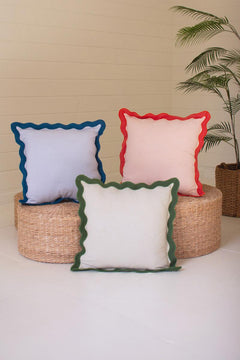 Blue Ruffle Cotton Pillow — view 5
