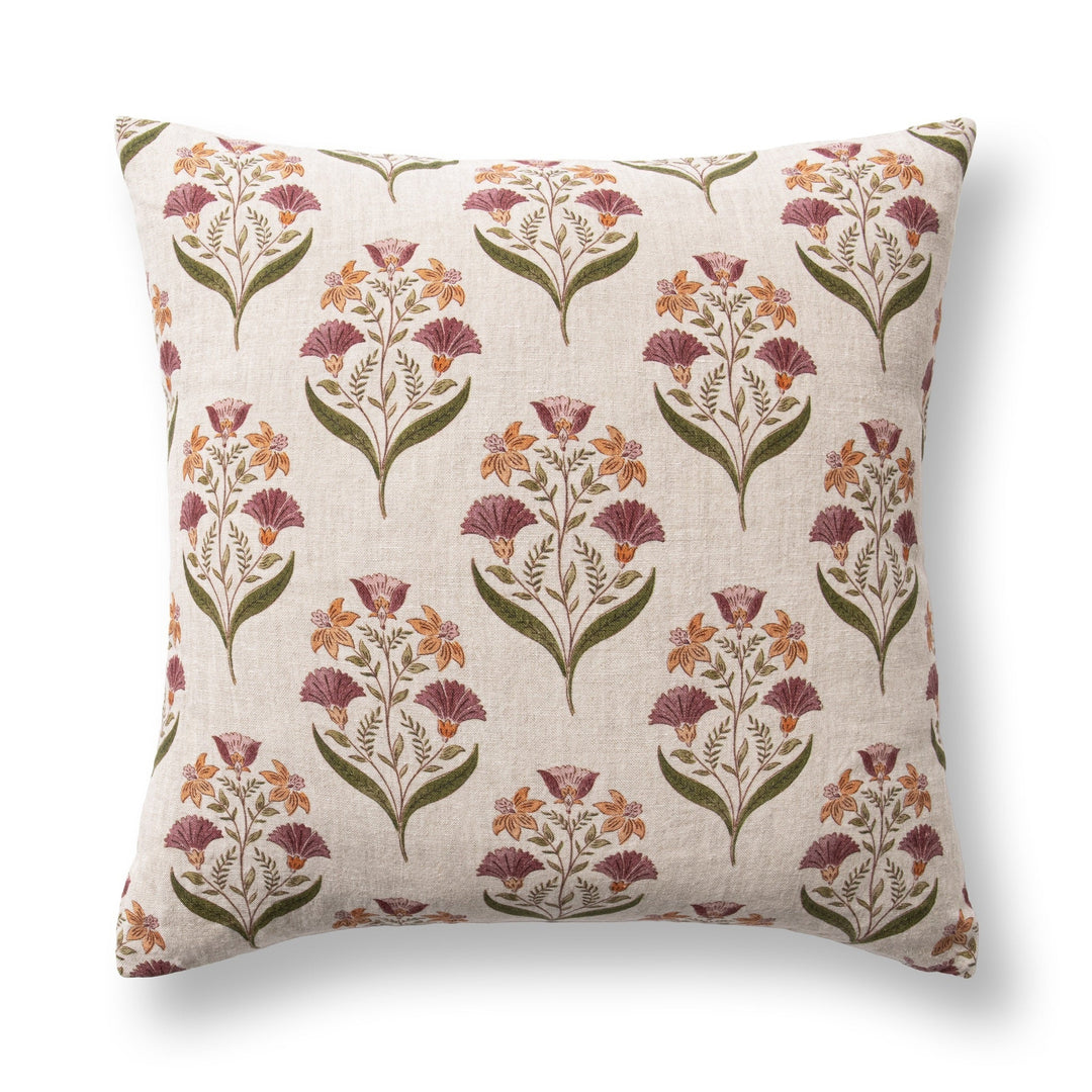 Bluffs Olive Green Floral Throw Pillow front view by Classic Home - Whats New Furniture Portland OR