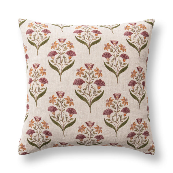 Bluffs Olive Green Floral Throw Pillow front view by Classic Home - Whats New Furniture Portland OR