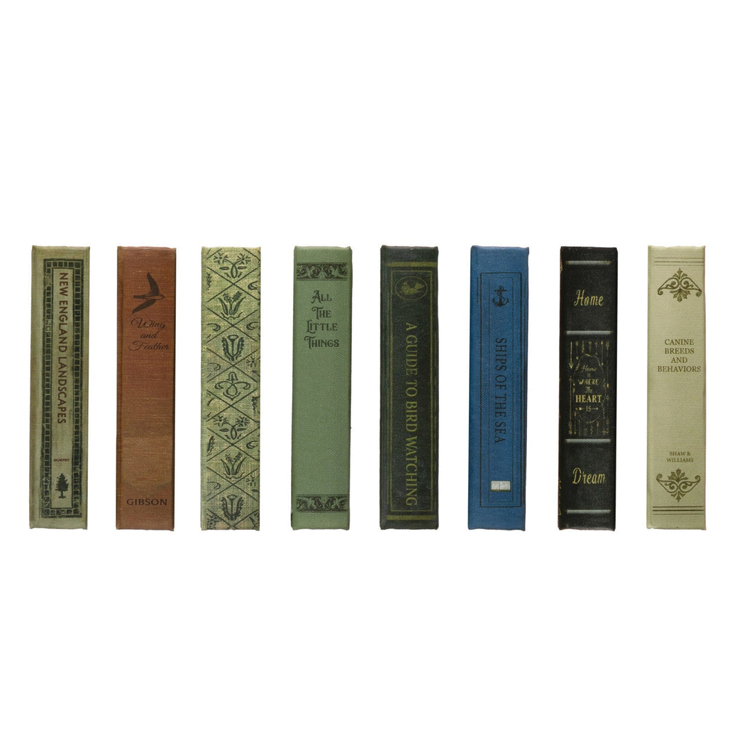 Decorative Book Storage Box 8 Styles - row of book-spine style options - Creative Co-Op - What&