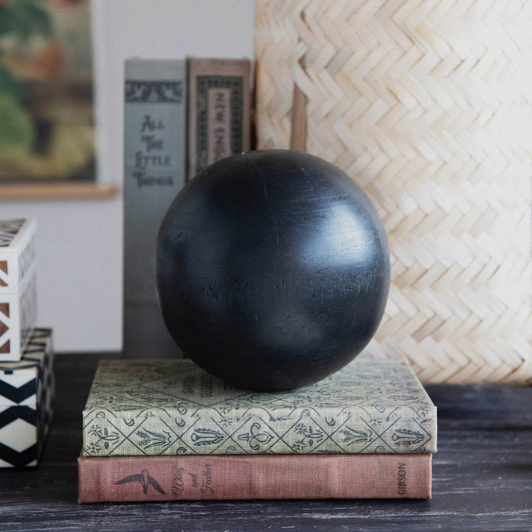 Decorative Book Storage Box 8 Styles - single book box styled under a decorative sphere - Creative Co-Op - What&