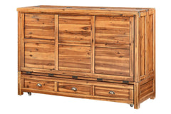 Murphy cabinet bed in Timberline finish, closed as a compact cabinet - solid acacia - Whats New Furniture Portland OR
